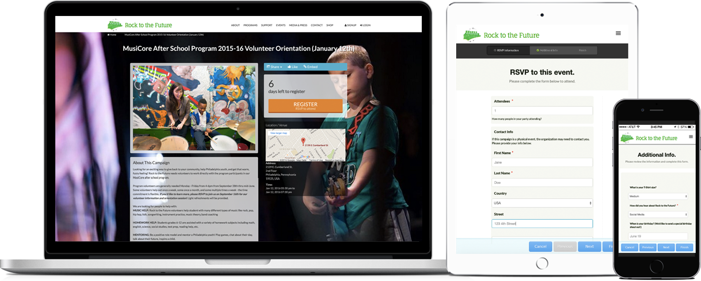 rsvp ticketed event campaigns management giveffect