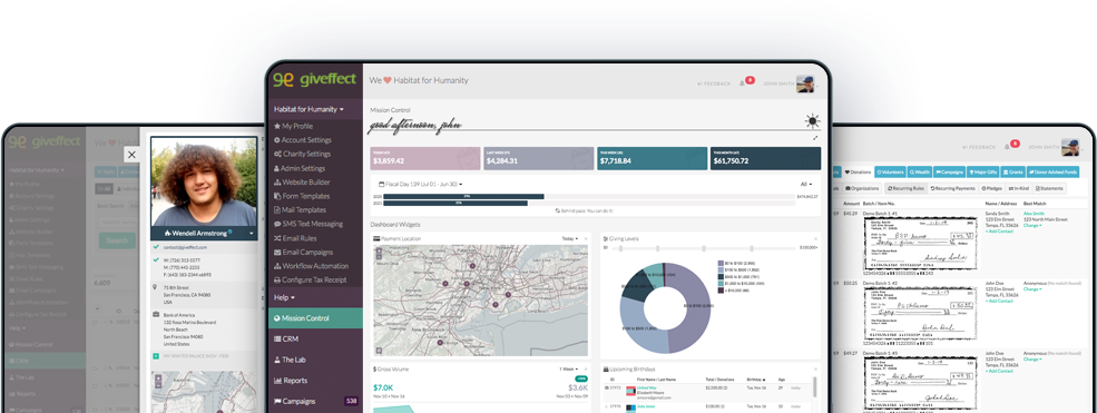 Giveffect Nonprofit CRM Screenshots