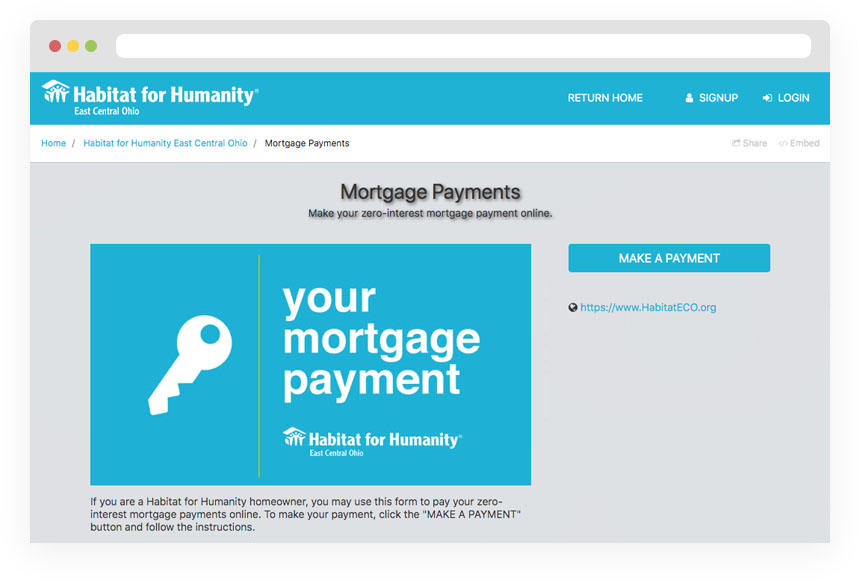 Mortgage payments webpage