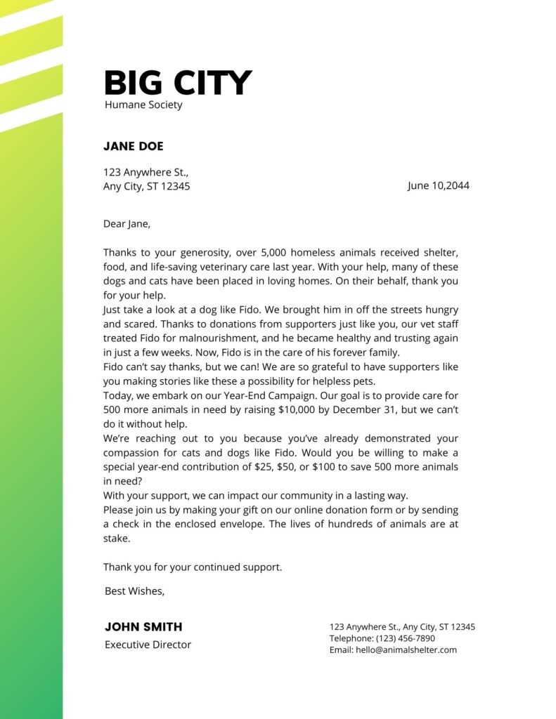 Giveffect year-end appeal letter sample