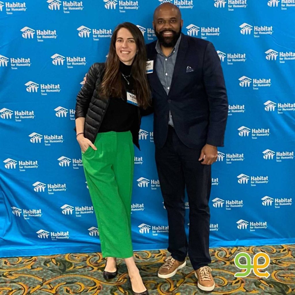 Photo of Yulia Zhernovaya, head of partnerships and growth and Carl Lashley, nonprofit solutions consultant, representing Giveffect at the Habitat for Humanity Texas Lone Star Summit